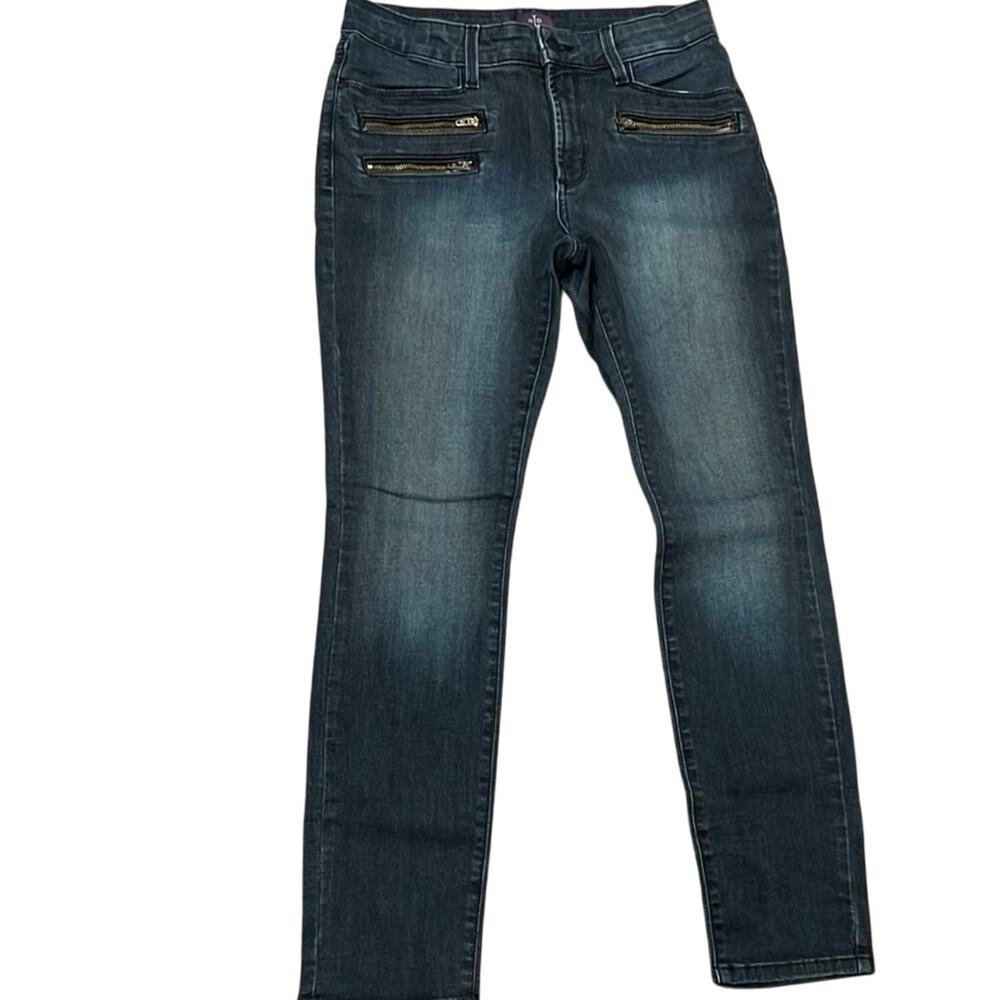 NYDJ Dark Wash Moto Multi -Zipper Jean Jeggings Size 6P